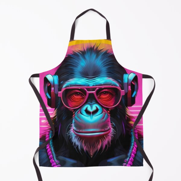 Item preview, Futuristic inspired Monkey, Chimpanzee in neon cyberpunk style designed and sold by AnasCreativeHub.