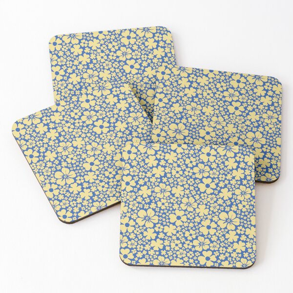 Aperçu de l'œuvre RÉTRO HIBISCUS COCO FILLE FLEURS HAWAÏENNES JAUNE BLEU créée et vendue par blomastudios.