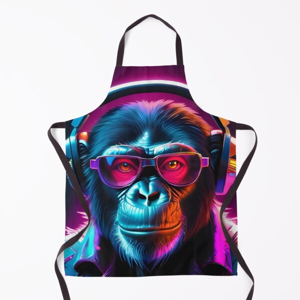 Item preview, Futuristic inspired Monkey, Chimpanzee in neon cyberpunk style designed and sold by AnasCreativeHub.