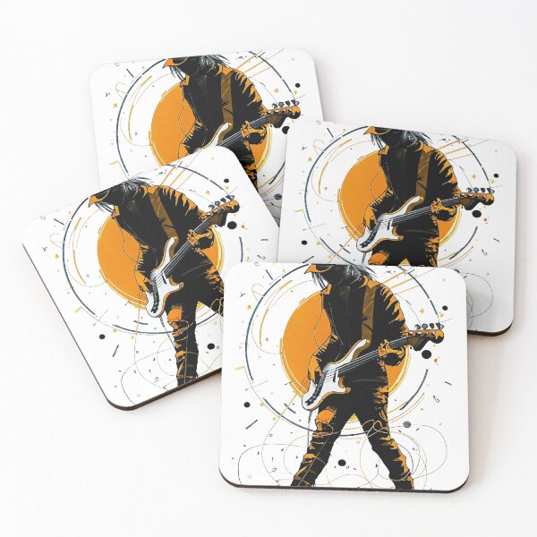 Item preview, Modern Minimalist Punk Bassist - Sunset Silhouette designed and sold by Pro AguiZoul Art.