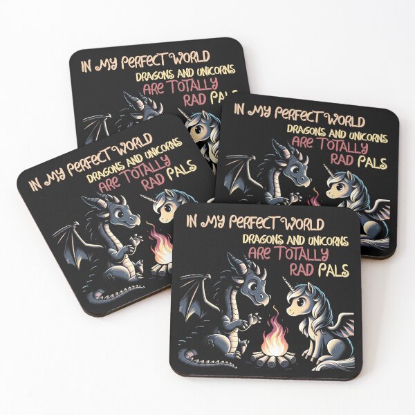 Item preview, In My Perfect World, Dragons and Unicorns Are Totally Rad Pals, CUTE  designed and sold by shypixels.