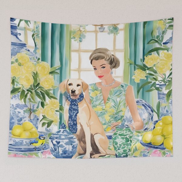Item preview, A blue tie dinner, whimsical preppy art designed and sold by SophieClimaArt.