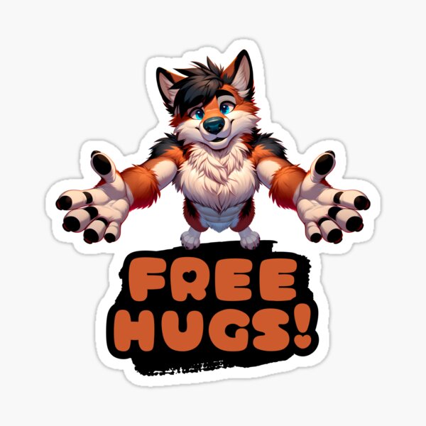 Item preview, Free Hugs From A Furry Anthro Fox designed and sold by BlueBullBazaar.