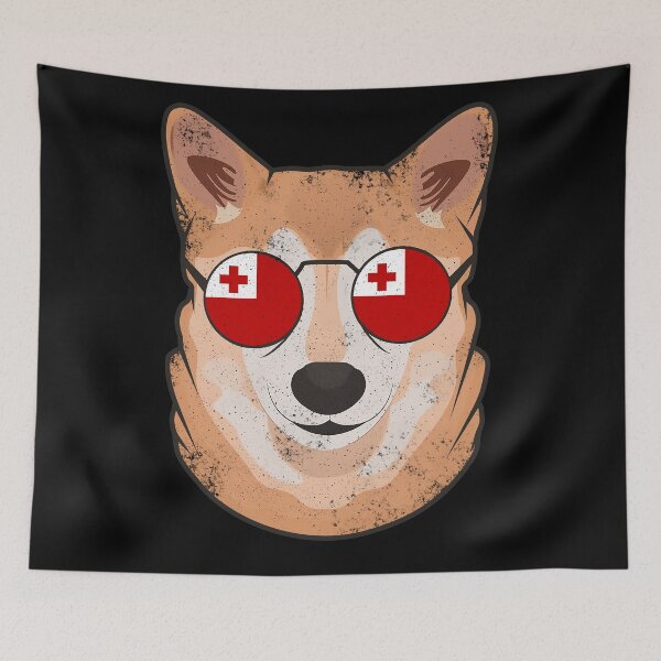 Item preview, Vintage Patriotic Shiba Inu Tongan Flag designed and sold by feether-store.
