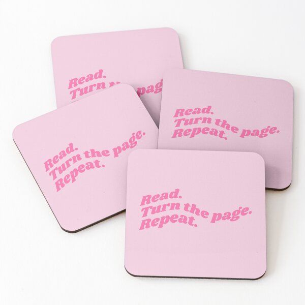 Item preview, Read. Turn the page. Repeat. - Pink book quote designed and sold by Cre8iveCat.