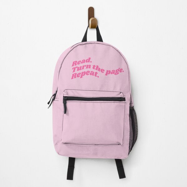 Item preview, Read. Turn the page. Repeat. - Pink book quote designed and sold by Cre8iveCat.