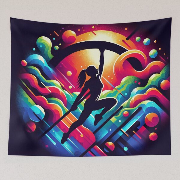 Item preview, Ascend to Euphoria: A Pole Vaulter's Cosmic Leap designed and sold by ArtComixHaven.