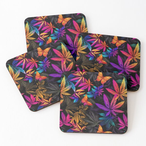 Item preview, Rainbow Butterflies and Cannabis Weed Leaves Seamless Pattern designed and sold by MedicatedMedusa.