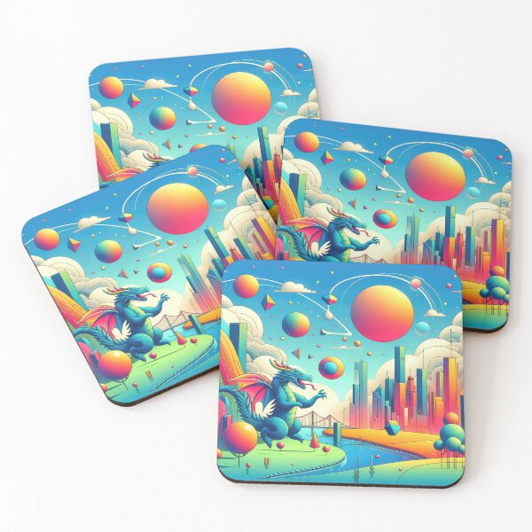 Item preview, Whimsical Dragon in Futuristic Cityscape designed and sold by SunkenCost.