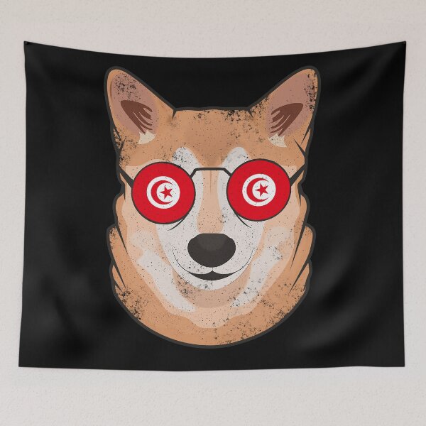 Item preview, Vintage Patriotic Shiba Inu Tunisian Flag designed and sold by feether-store.