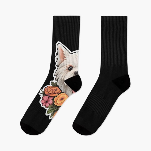 Item preview, West Highland White Terrier with Flowers designed and sold by CUTEDOGGIEZ.