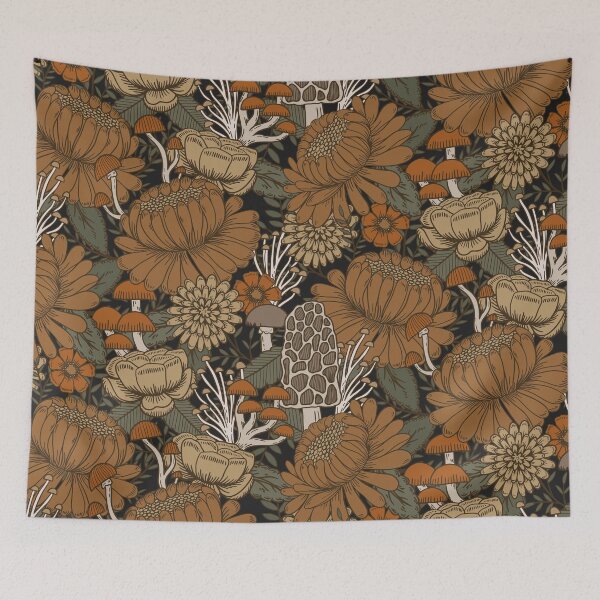Item preview, Autumn Mushrooms and Florals designed and sold by latheandquill.