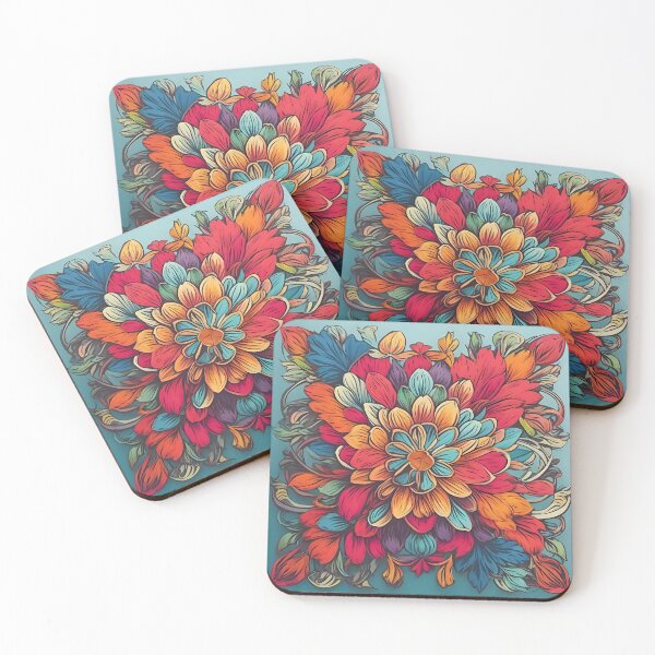 Item preview, A colorful flower on a blue background designed and sold by johndesign88.