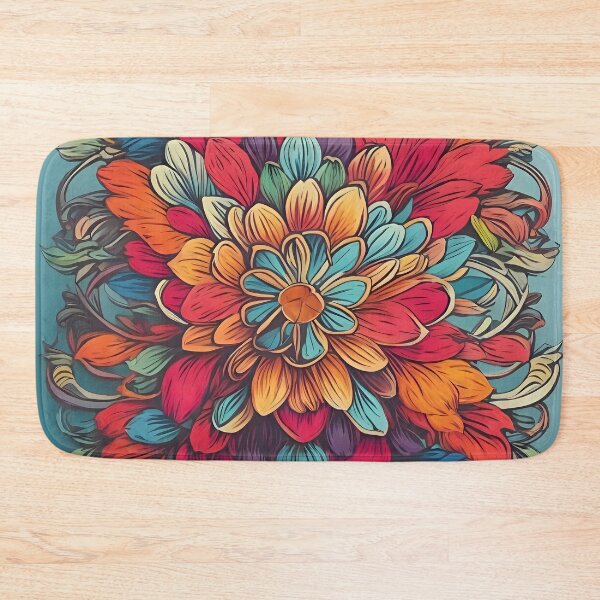 Item preview, A colorful flower on a blue background designed and sold by johndesign88.
