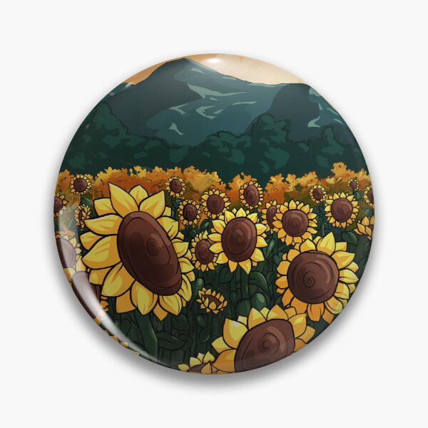 Item preview, Sunflower Fields Near Mountain Range Hand Drawn designed and sold by JumpingRabbits.