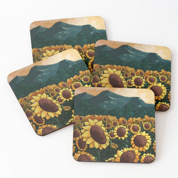 Item preview, Sunflower Fields Near Mountain Range Hand Drawn designed and sold by JumpingRabbits.