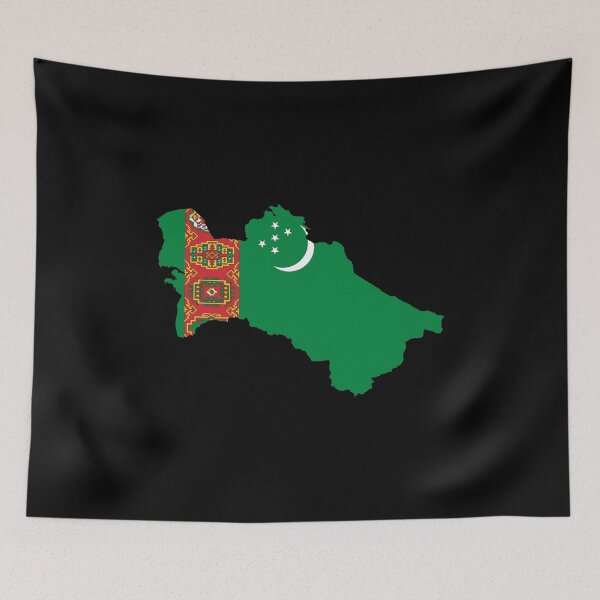 Item preview, Flag Map of Turkmenistan  designed and sold by feether-store.