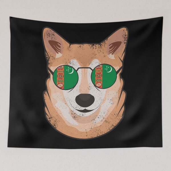 Item preview, Vintage Patriotic Shiba Inu Turkmen Flag designed and sold by feether-store.