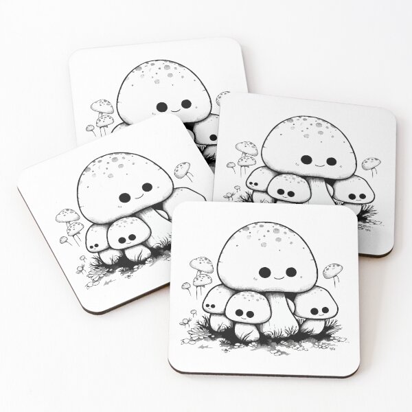 Item preview, Happy white mushrooms designed and sold by TheRealmWithin.