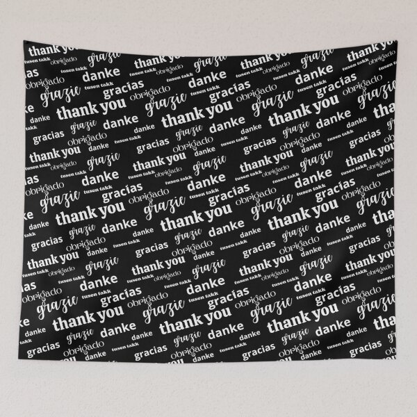 Item preview, Thank you in 6 language white text designed and sold by coloryourwings.
