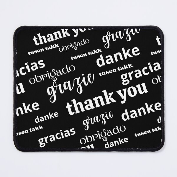 Item preview, Thank you in 6 language white text designed and sold by coloryourwings.