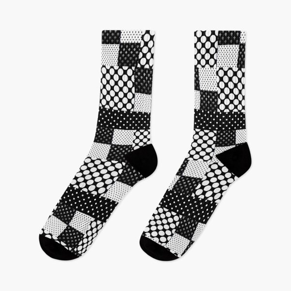 Artikelvorschau, Abstraktes Schwarz-Weiß-Patchwork-Polka-Dot-Muster entworfen und verkauft von LLdreams.