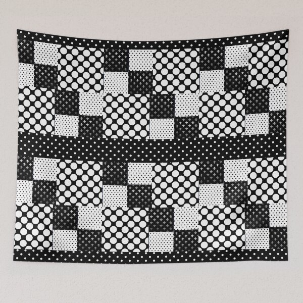 Artikelvorschau, Abstraktes Schwarz-Weiß-Patchwork-Polka-Dot-Muster entworfen und verkauft von LLdreams.