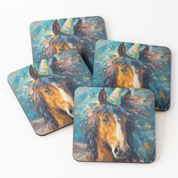 Item preview, Horse in Party Hat in painted style designed and sold by OddCorro.