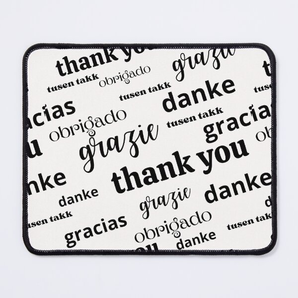 Item preview, Thank you in 6 language black text designed and sold by coloryourwings.