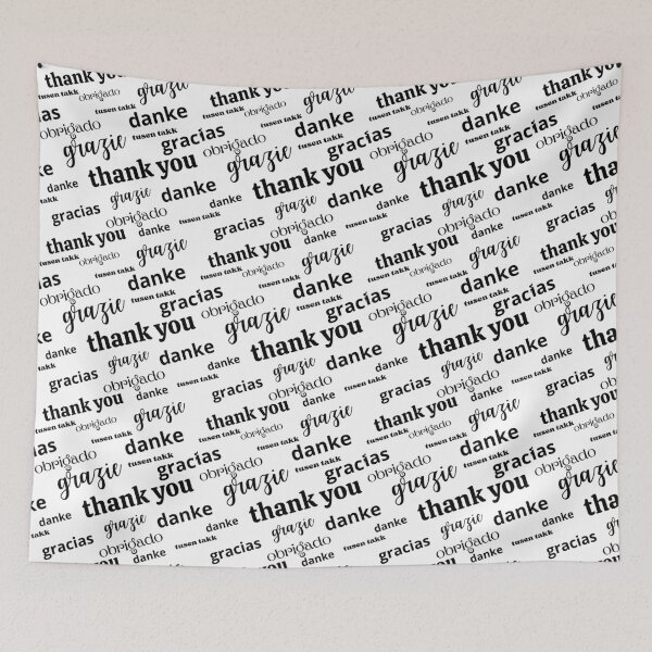 Item preview, Thank you in 6 language black text designed and sold by coloryourwings.