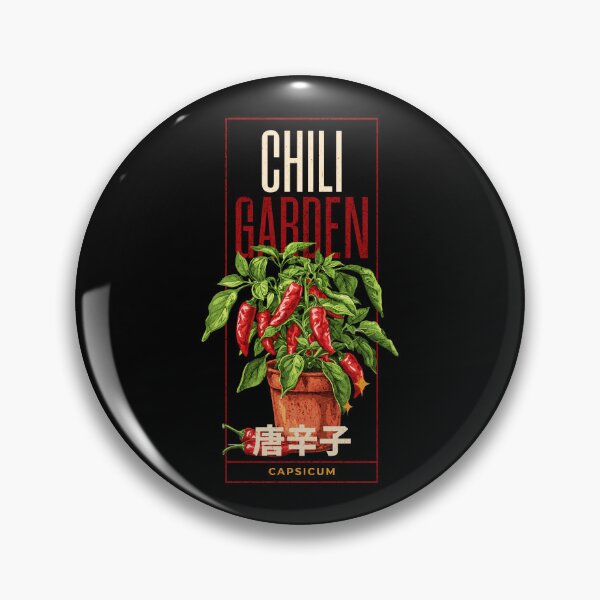 Item preview, Chili garden design with a chili plant, red color, CAPSICUM, chili fruits and japanese text japanese Typography  designed and sold by Dahlann.