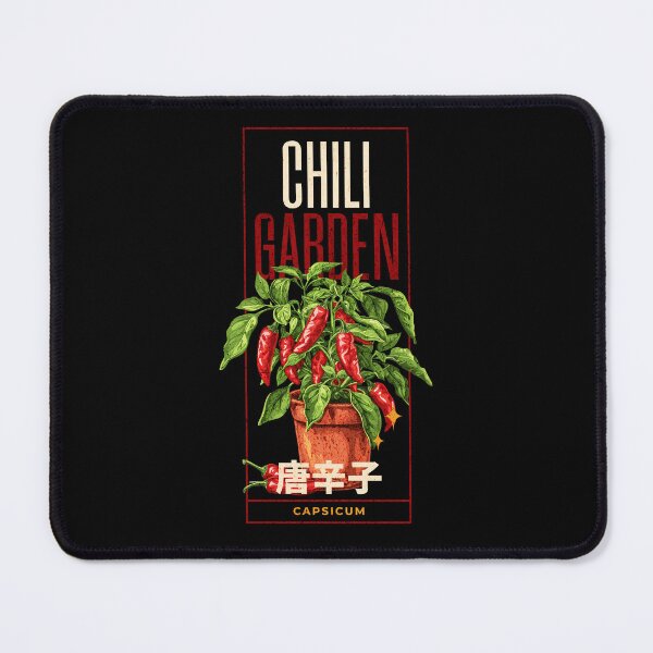 Item preview, Chili garden design with a chili plant, red color, CAPSICUM, chili fruits and japanese text japanese Typography  designed and sold by Dahlann.