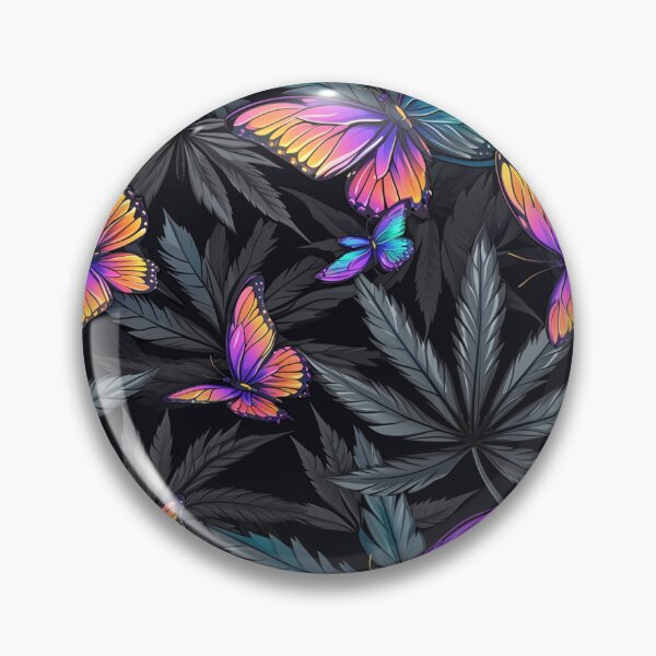 Item preview, Vibrant Butterflies and Cannabis Weed Leaves Seamless Pattern designed and sold by MedicatedMedusa.