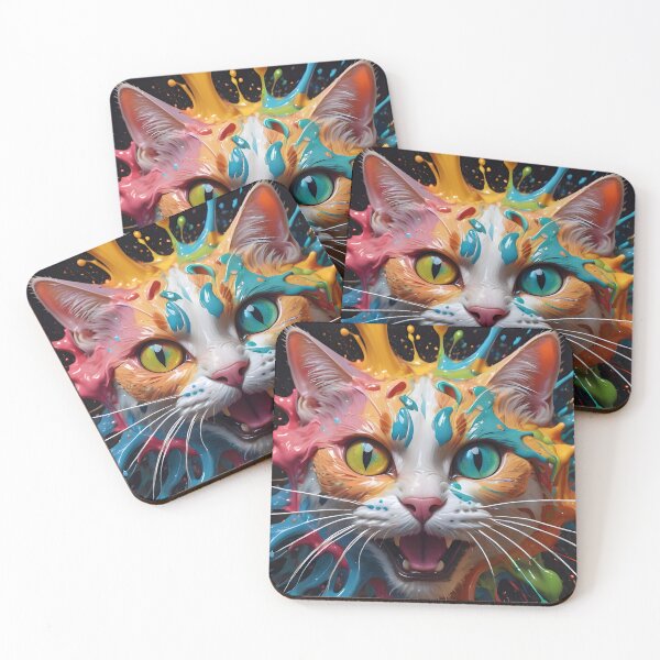 Artikelvorschau, Colorful Kitty Cat Splash Portrait entworfen und verkauft von TheArtOfPat.