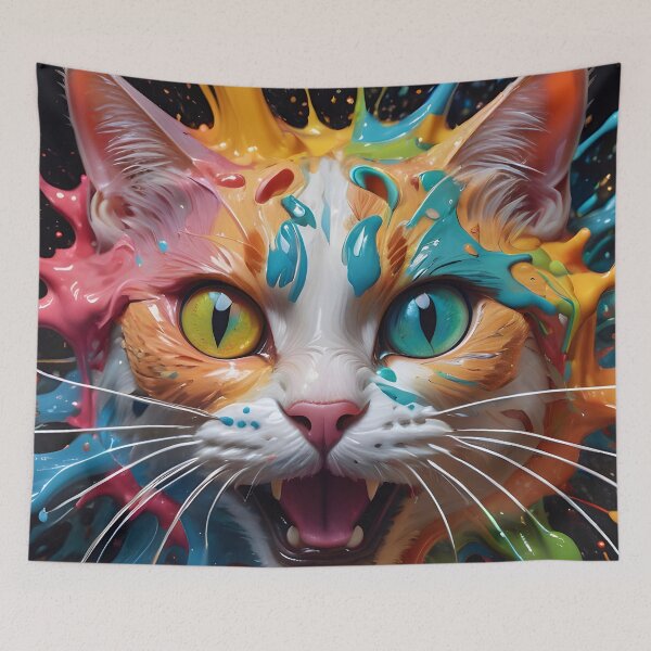 Artikelvorschau, Colorful Kitty Cat Splash Portrait entworfen und verkauft von TheArtOfPat.