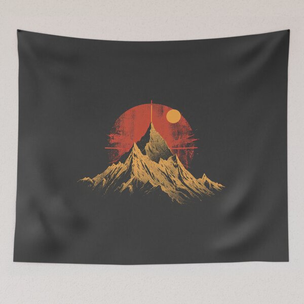 Item preview, Mountains and red huge sun in the background designed and sold by randrdesign.