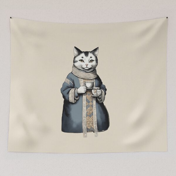 Item preview, Levi Purring at Tea Time designed and sold by TheJollyJoCo.