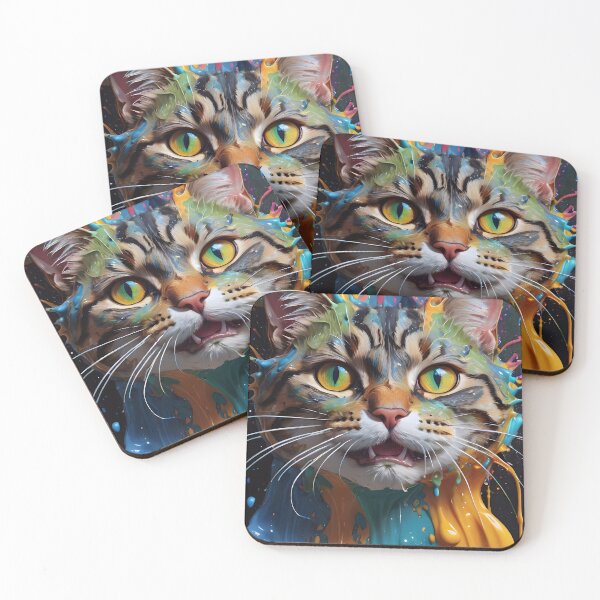 Artikelvorschau, Colorful Kitty Cat Splash Portrait entworfen und verkauft von TheArtOfPat.