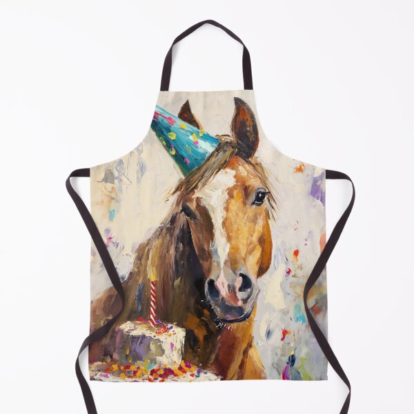 Item preview, Horse In Party Hat with Birthday Cake in painted style designed and sold by OddCorro.