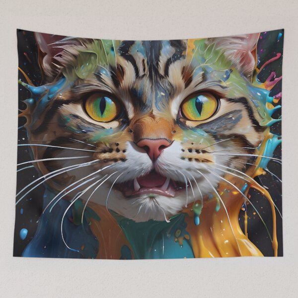 Artikelvorschau, Colorful Kitty Cat Splash Portrait entworfen und verkauft von TheArtOfPat.