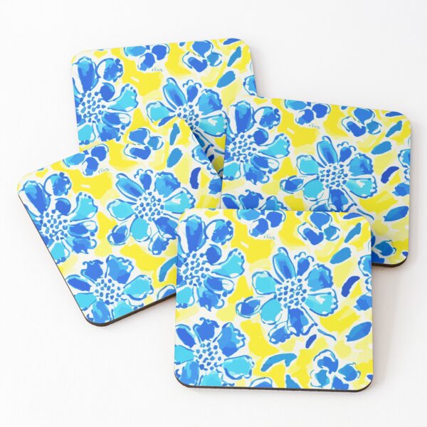 Item preview, Preppy blue and yellow flowers doodle designed and sold by SophieClimaArt.