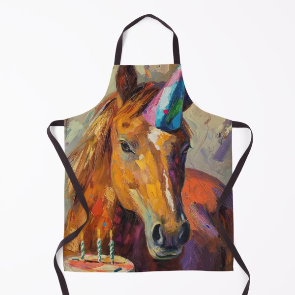 Item preview, Horse In Party Hat with Birthday Cake in painted style designed and sold by OddCorro.