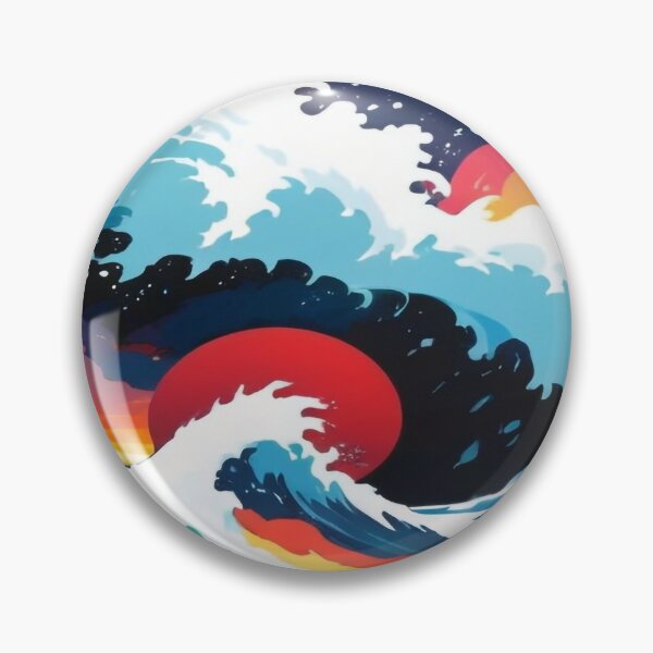 Item preview, turbulent waters with the most beautiful sunset in waves designed and sold by HawiseRosso.
