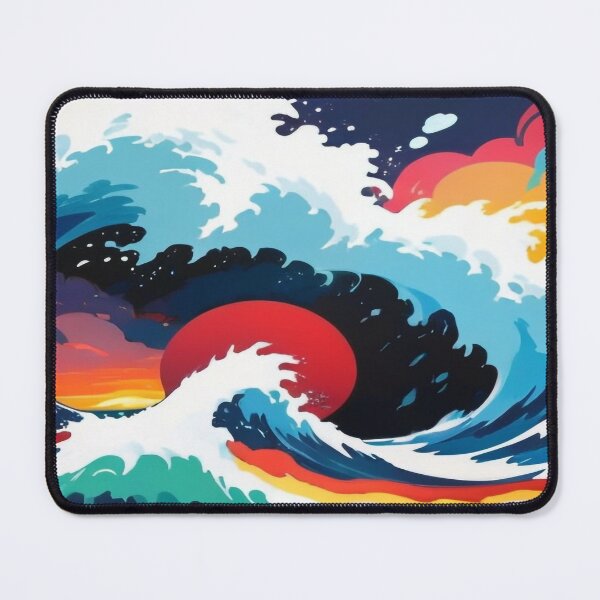 Item preview, turbulent waters with the most beautiful sunset in waves designed and sold by HawiseRosso.