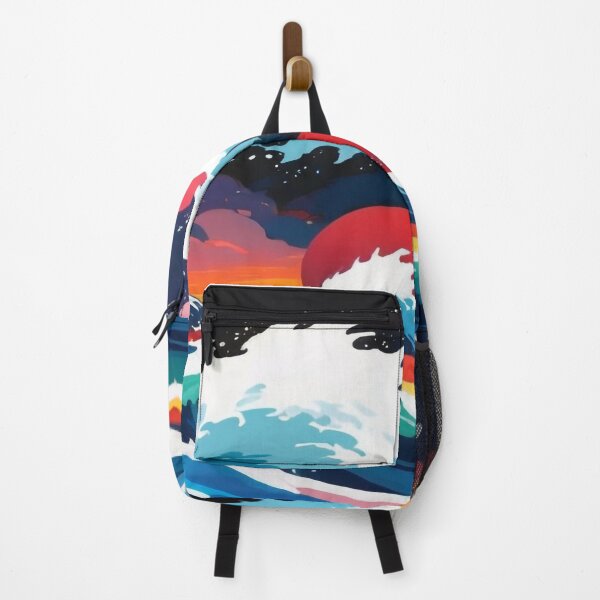 Item preview, turbulent waters with the most beautiful sunset in waves designed and sold by HawiseRosso.