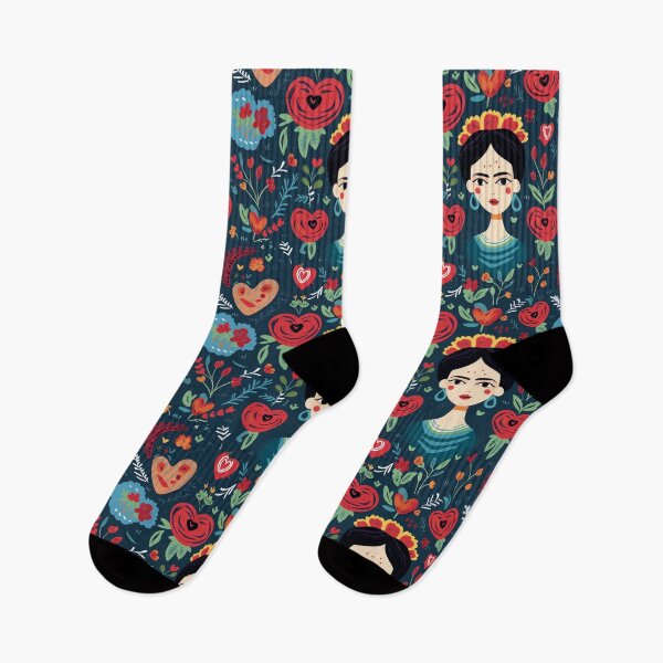 Artikelvorschau, Frida Kahlo Volksblumenmuster mit Rosen als Herzen entworfen und verkauft von AgathaZolastore.