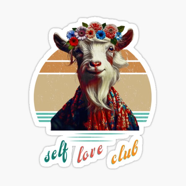 Item preview, Goat with flower wreath, retro, Self love club designed and sold by Wallisart.