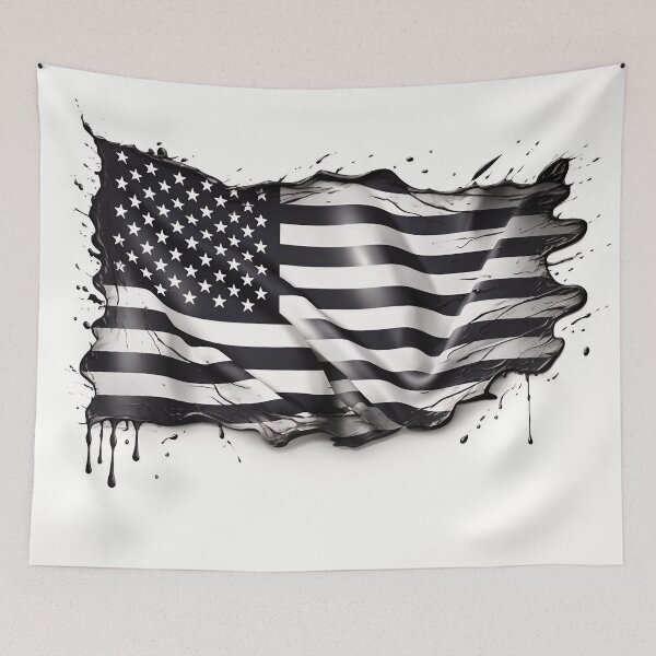 Item preview, Monochrome Dripping American Flag designed and sold by dcrc.