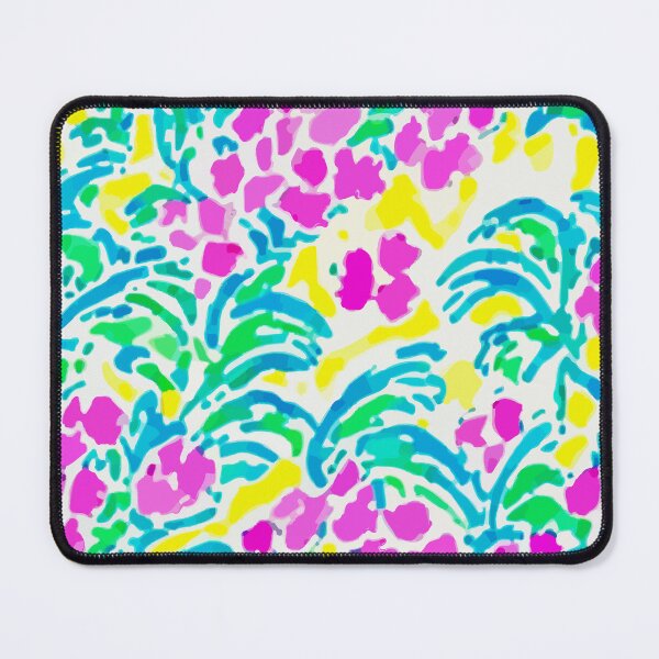 Item preview, Preppy pink and green wild flowers and leaves on yellow designed and sold by SophieClimaArt.