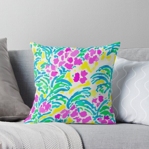 Item preview, Preppy pink and green wild flowers and leaves on yellow designed and sold by SophieClimaArt.